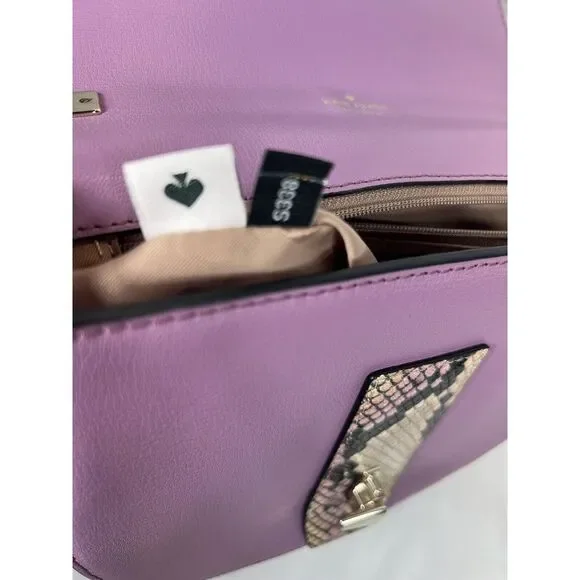 KATE SPADE NEW YORK MEDIUM‎ CHAIN SADDLE BAG ROBYN EXOTIC PINK MAUVE - Picture 16 of 16